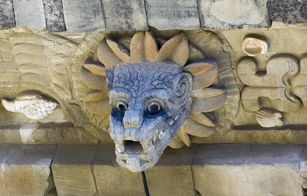 View of a sculpture of the head of Quetzalcoatl (Plumed Serpent) at the archaeological site of Teotihuacan, Mexico, on Jan. 28 2008. (Ronaldo Schemidt/AFP via Getty Images)
