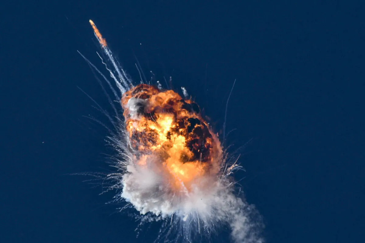 A rocket launched by Firefly Aerospace, the latest entrant in the New Space sector, is seen exploding minutes after lifting off from the central California coast on Sept. 2, 2021. (Len Wood/For The Santa Maria Times via AP)