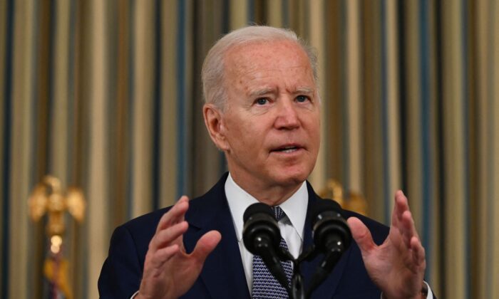 President Joe Biden delivers remarks in Washington on Sept. 3, 2021. (Jim Watson/AFP via Getty Images)