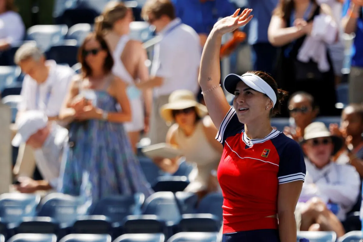 Bianca Andreescu of Canada waves to the crowd after her match against Greet Minnen of Belgium (not pictured) on day six of the 2021 U.S. Open tennis tournament at USTA Billie Jean King National Tennis Center, in Flushing, N.Y., on Sept. 4, 2021. (Geoff Burke-USA TODAY Sports)