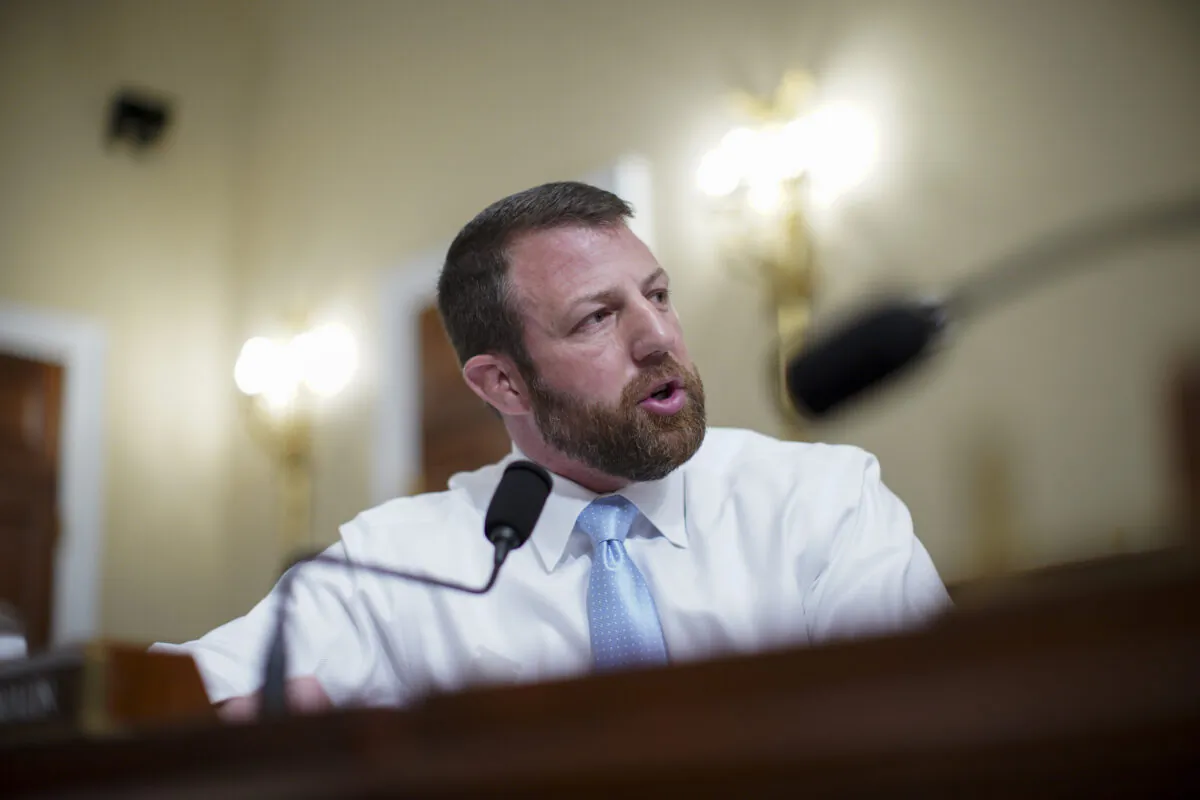 Rep. Markwayne Mullin (R-Okla.) speaks during a congressional hearing in Washington on April 15, 2021. (Al Drago/Pool/Getty Images)