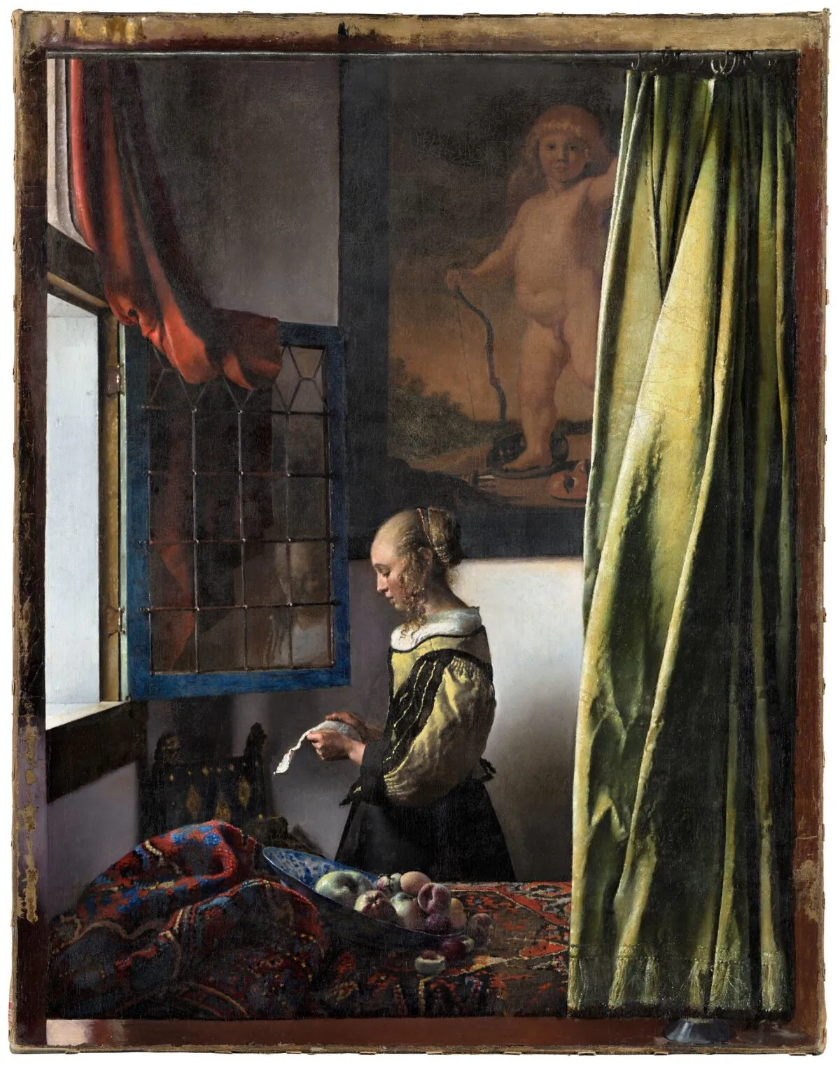 Detail of “Girl Reading a Letter at an Open Window,” circa 1659, by Johannes Vermeer. Oil on canvas; 32 5/8 inches by 25 3/8 inches. (Klut/Estel/SKD)