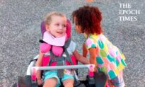 Little Girl Encourages Best Friend to Drive New Motorized Wheelchair
