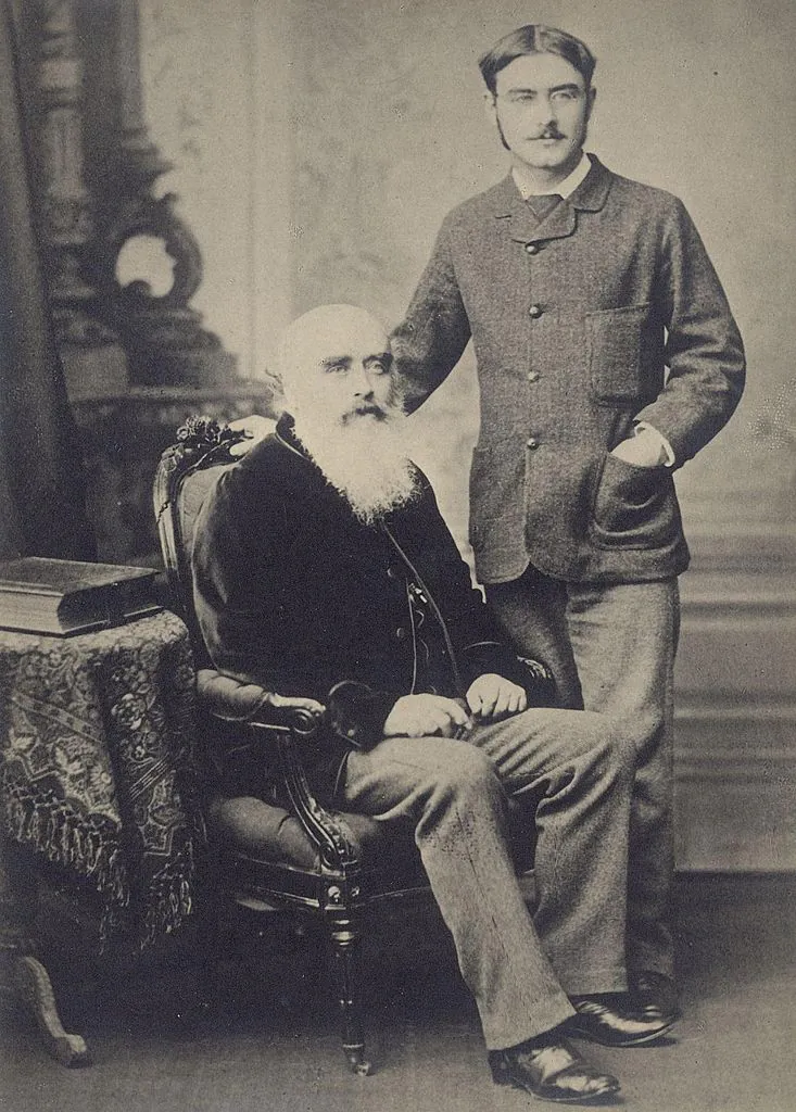Can we heed the advice of our elders? Rudyard Kipling (R) with his father, John Lockwood Kipling, circa 1890. (PD-US)