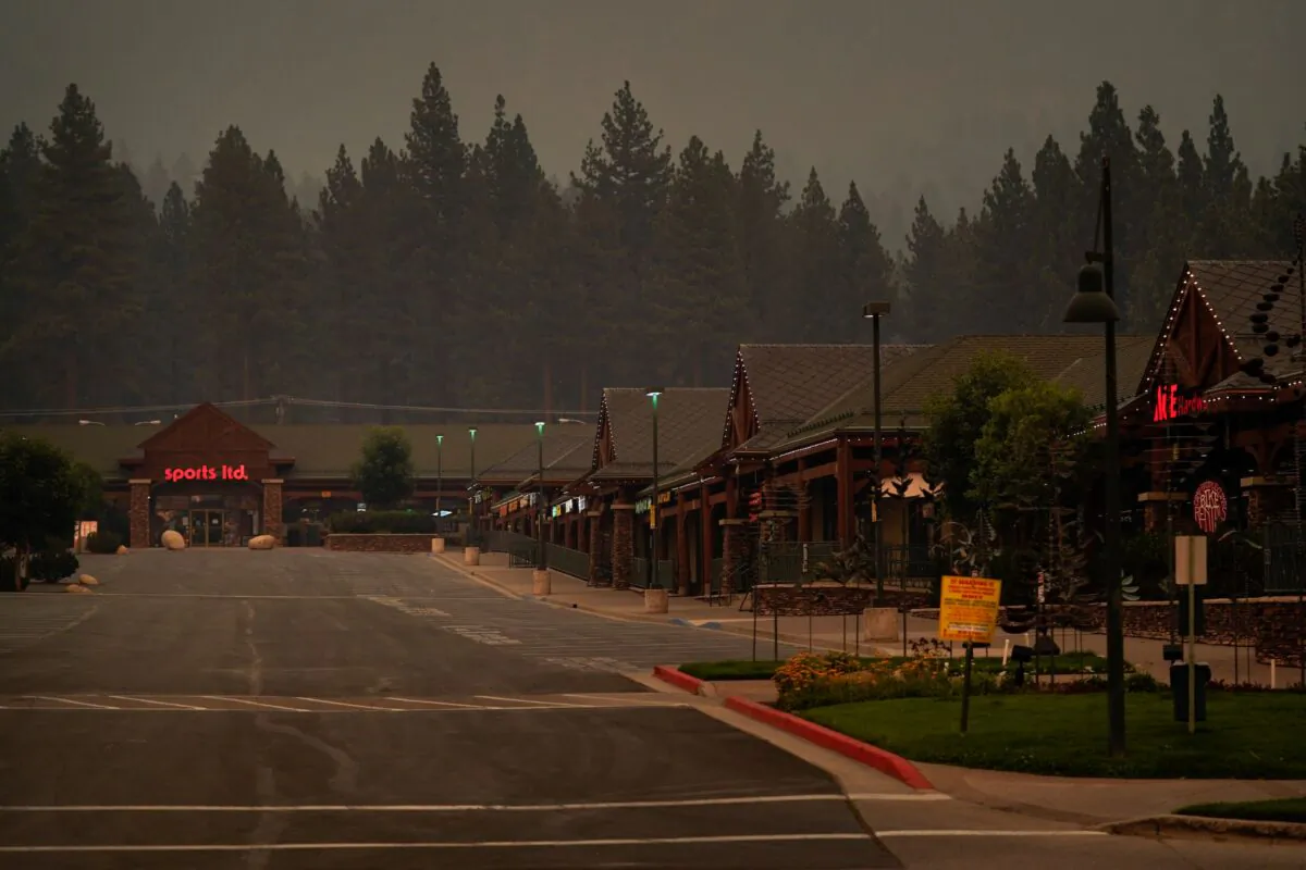 A shopping mall is empty after a mandatory evacuation was ordered due to the Caldor Fire in South Lake Tahoe, Calif., on Aug. 31, 2021. (Jae C. Hong/AP Photo)