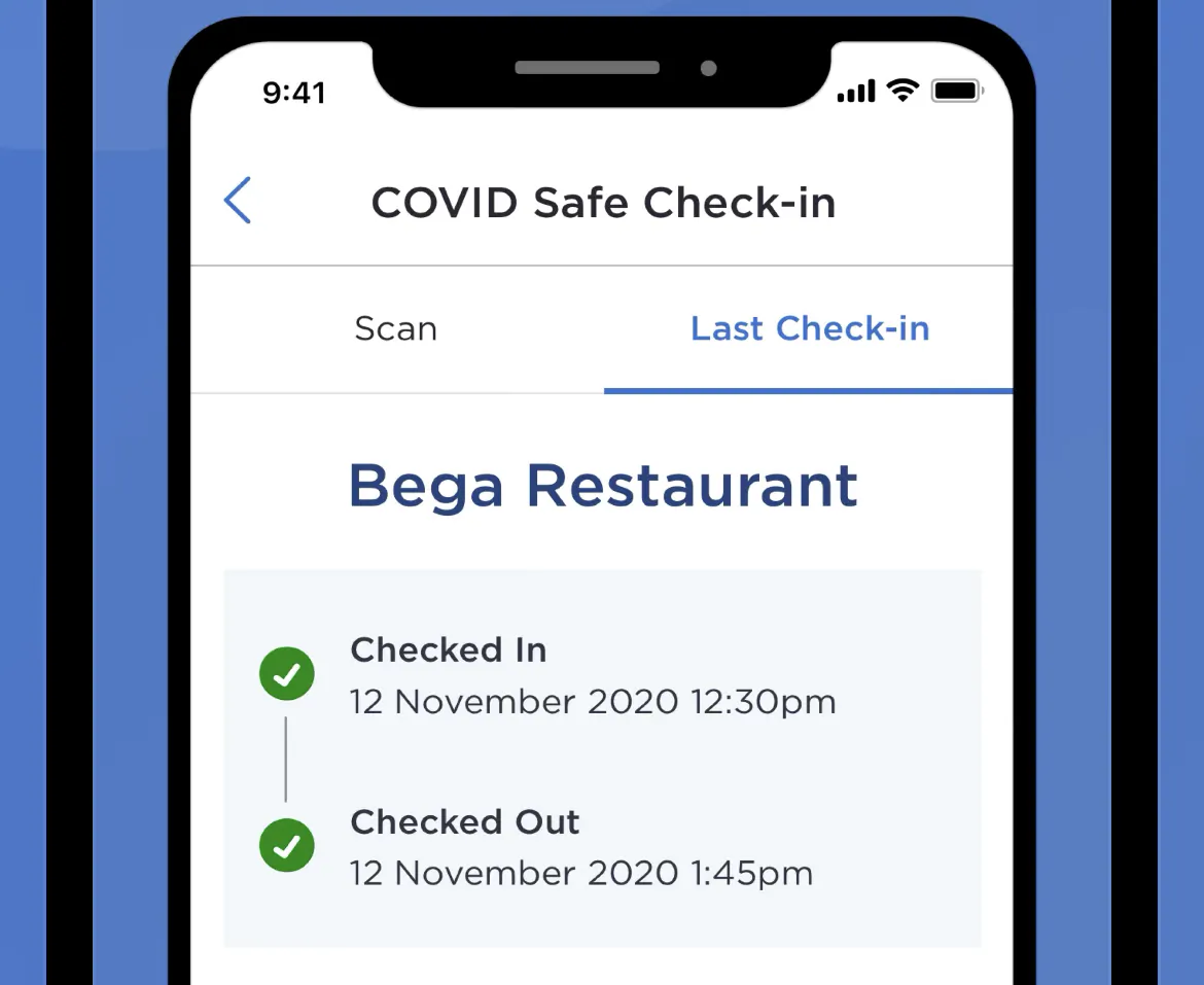 Service NSW check in app. (Screenshot by The Epoch Times)