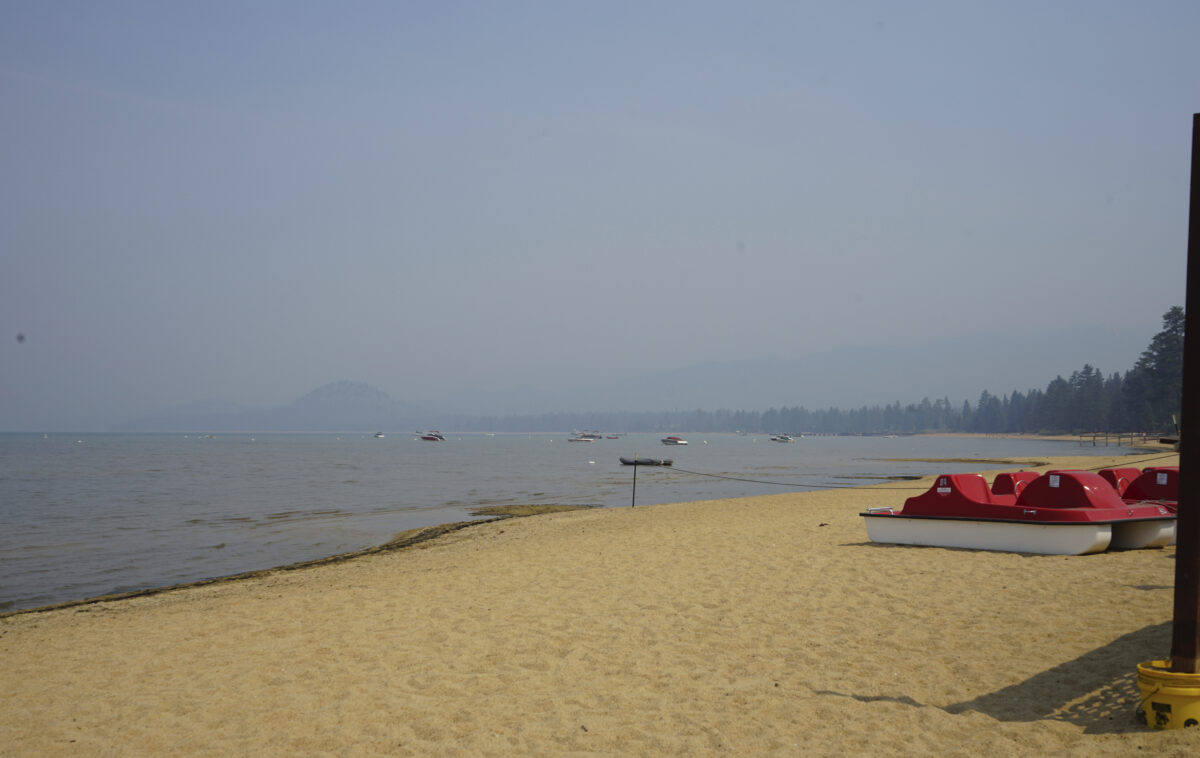 Smoke shrouds parts of Lake Tahoe visible