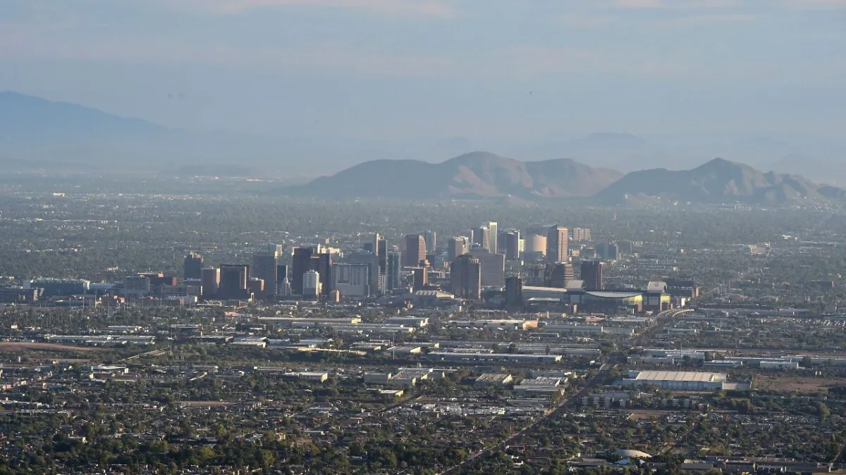 The downtown city skyline is seen in Phoenix, Ariz., on Aug. 28, 2018. Phoenix registered the highest inflation, with yearly CPI increases of 13 percent in August 2022. (Robyn Beck/AFP via Getty Images)