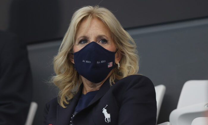U.S. First Lady Jill Biden is seen in a file photograph in Tokyo, Japan. (Clive Rose/Getty Images)