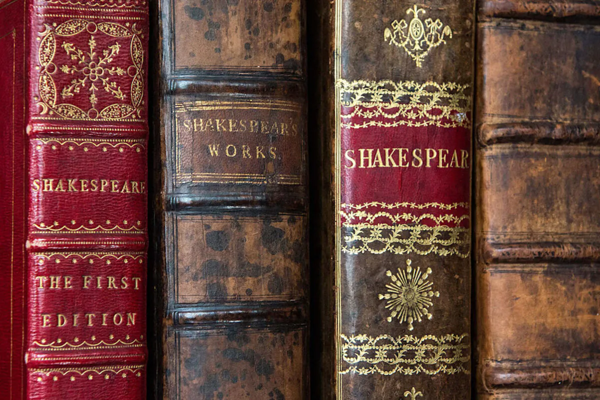 The first four folios of William Shakespeare's work during an unveiling for auction at Christie's King Street in London on April 19, 2016. (Chris Ratcliffe/Getty Images)