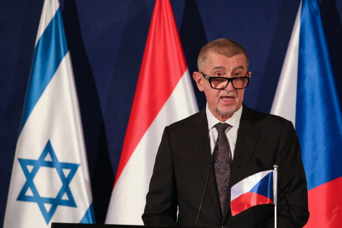 Czech Prime Minister Andrej Babis speaks during a joint press conference in Jerusalem, Israel on March 11, 2021. (Abir Sultan/AFP via Getty Images)