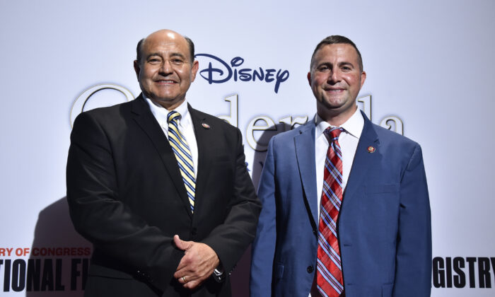 (L-R) Rep. Lou Correa (D-Calif.) and Darren Soto (D-Fla.) attend Disney's "Cinderella" Library of Congress National Film Registry Ball In Celebration Of In-Home Release at The Library of Congress in Washington on June 20, 2019. (Kris Connor/Getty Images for Disney)