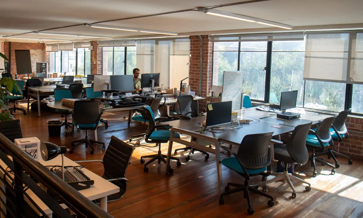 Parisoma, a coworking space, is seen mostly empty in San Francisco, on March 12, 2020. (Josh Edelson/AFP via Getty Images)