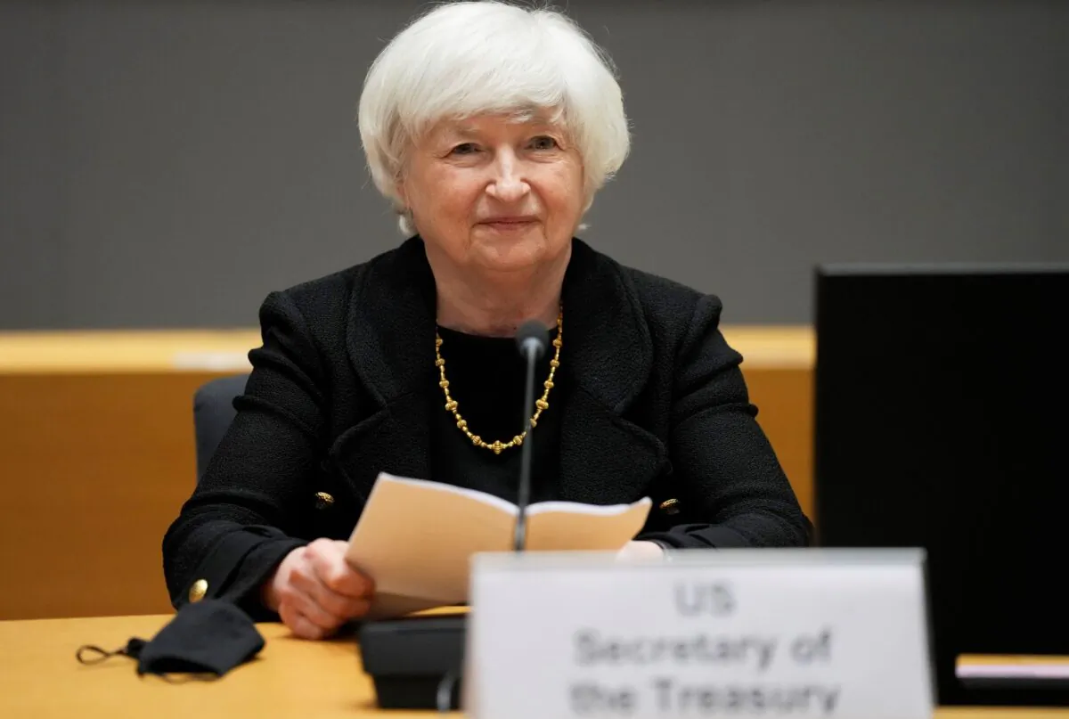 Treasury Secretary Janet Yellen prepares to speak during a meeting at the European Council building in Brussels, Belgium, on July 12, 2021. (Virginia Mayo/AP Photo)