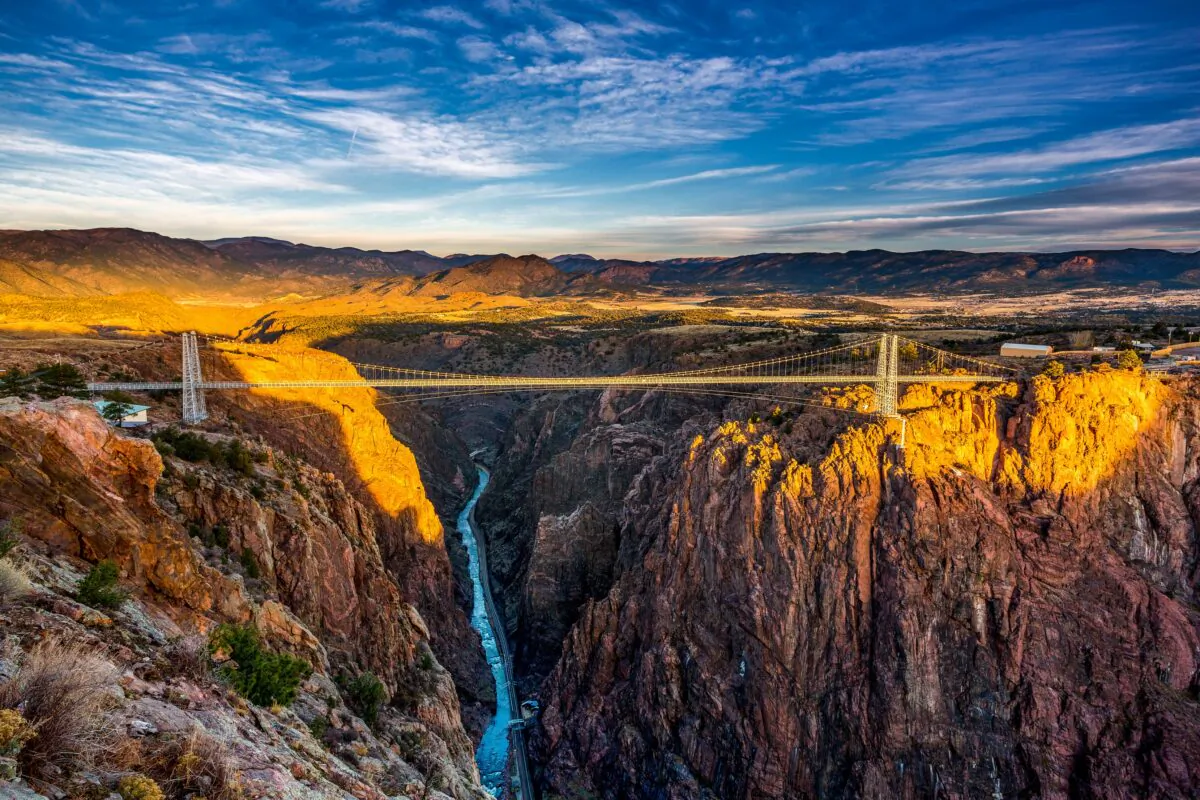 The Royal Gorge Bridge spans the cliffs of the Royal Gorge. For several decades it was the world's highest bridge. (Courtesy of the Royal Gorge Region)