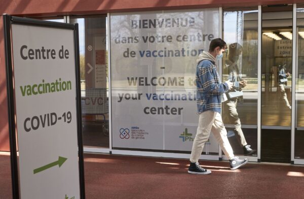 a COVID-19 vaccination center in Geneva