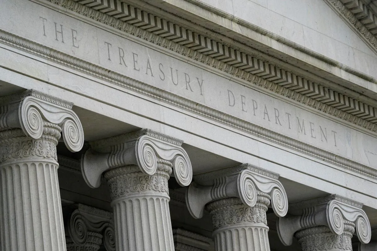 The Treasury Building is seen in Washington on May 4, 2021. (Patrick Semansky/AP Photo)