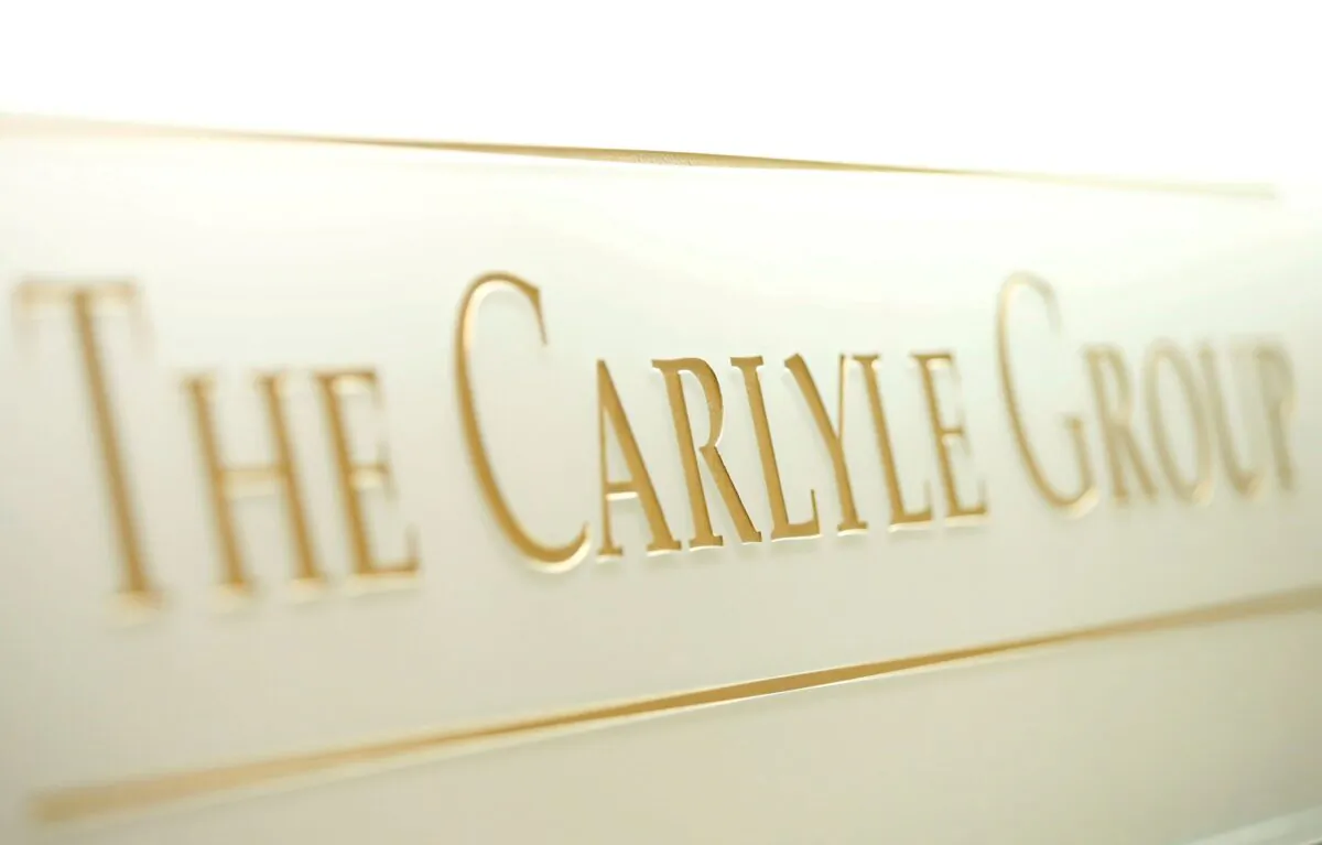 The logo of the Carlyle Group is displayed at the company's office in Tokyo, Japan on Oct. 17, 2018. (Issei Kato/Reuters)
