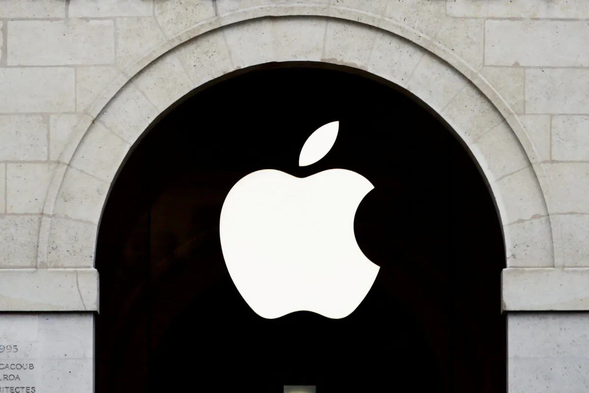 The Apple logo is seen on the Apple store at The Marche Saint Germain in Paris, France, on July 15, 2020.  (Gonzalo Fuentes/Reuters)