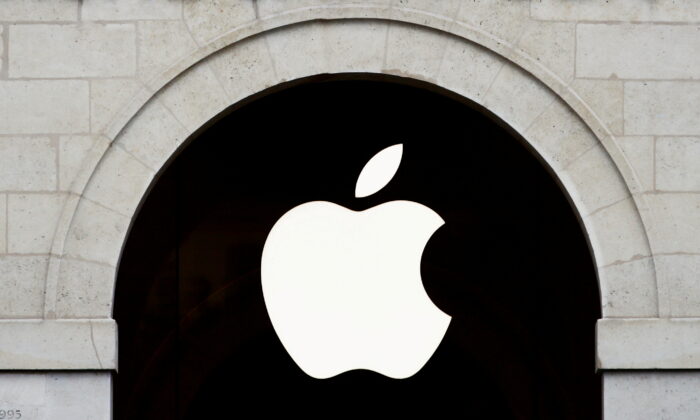 The Apple logo is seen on the Apple store at The Marche Saint Germain in Paris, France, on July 15, 2020.  (Gonzalo Fuentes/Reuters)