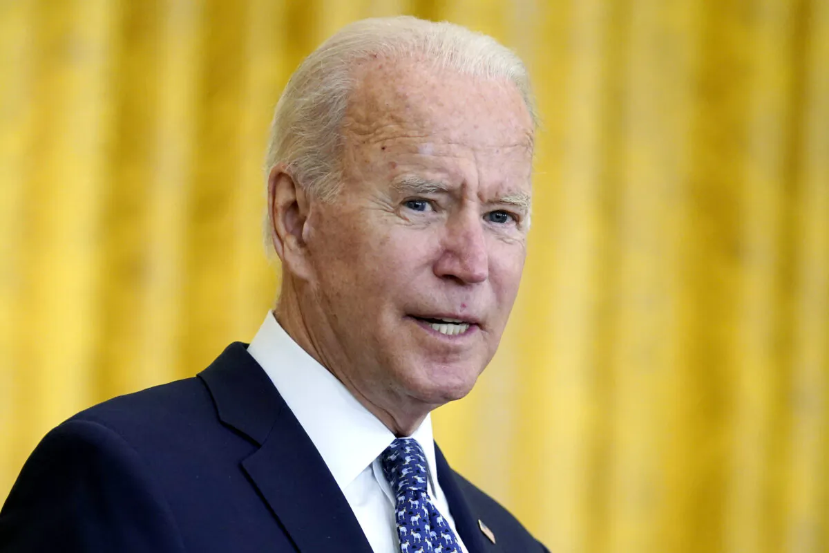 President Joe Biden speaks in the East Room of the White House on Sept. 8, 2021. (Evan Vucci/AP Photo)