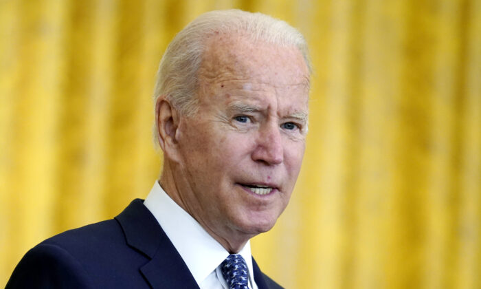 President Joe Biden speaks during an event to celebrate labor unions, in the East Room of the White House on Sept. 8, 2021. (Evan Vucci/AP Photo)