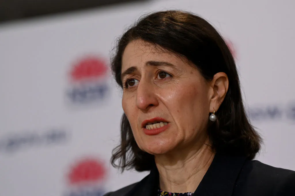 NSW Premier Gladys Berejiklian speaks to the media during a COVID-19 press conference in Sydney, Australia, on Sept. 9, 2021 (Bianca De Marchi - Pool/Getty Images)