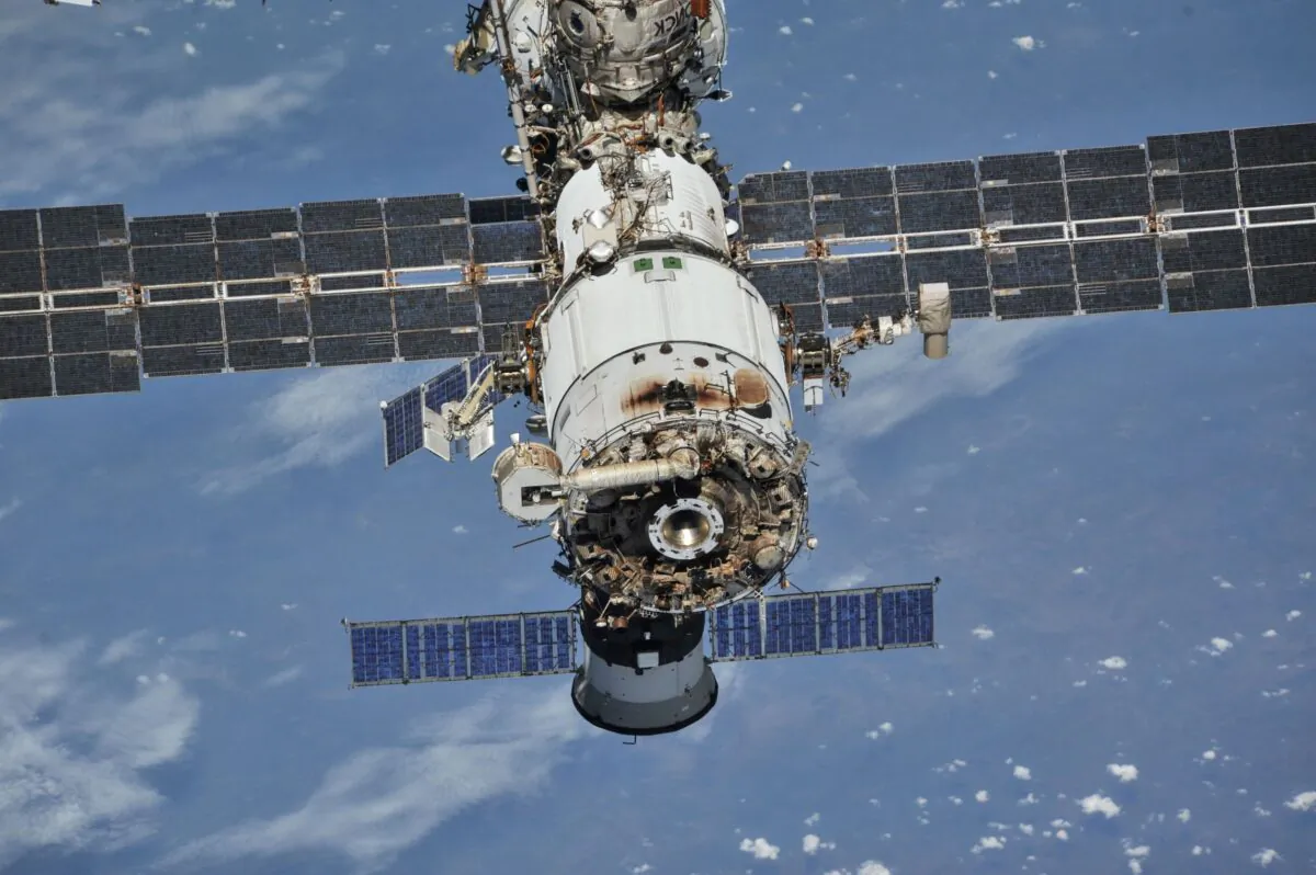 The International Space Station (ISS) photographed from a Soyuz spacecraft after undocking, on Oct. 4, 2018. (NASA/Roscosmos/Handout via Reuters)