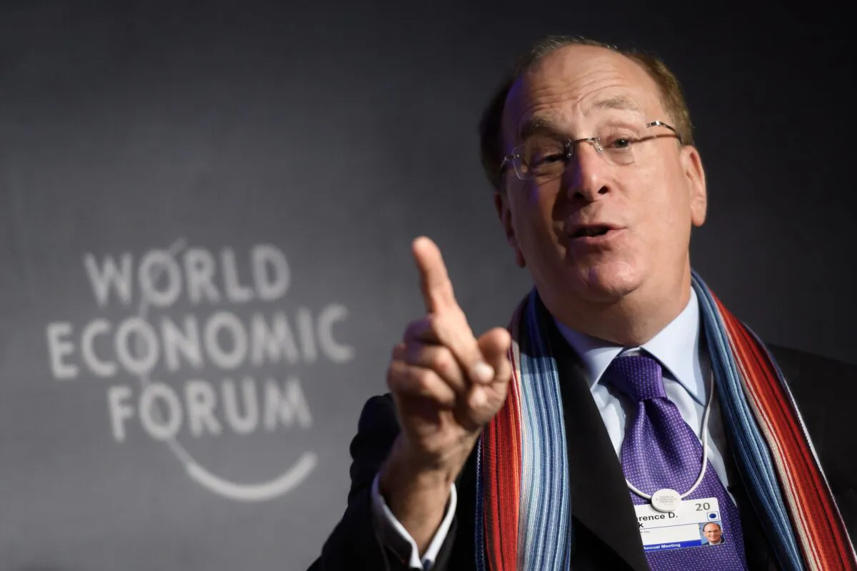 BlackRock Chair and CEO Laurence D. Fink attends a session at the World Economic Forum (WEF) annual meeting in Davos, on Jan. 23, 2020. (Fabrice Coffrini/AFP via Getty Images)