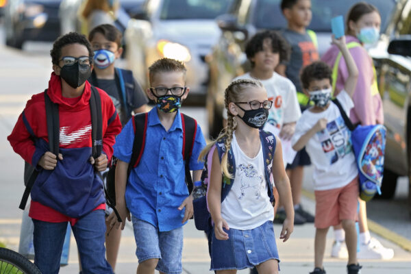 Students arrive for school