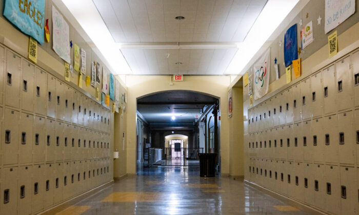  empty hallways of El Segundo High School, in El Segundo, Calif., on July 29, 2020. (John Fredricks/  Pezou)