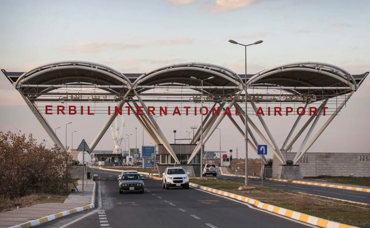 The entrance of Erbil International Airport in the capital of the northern Iraqi Kurdish autonomous region Erbil on Dec. 24, 2019. (Safin Hamed/AFP via Getty Images)