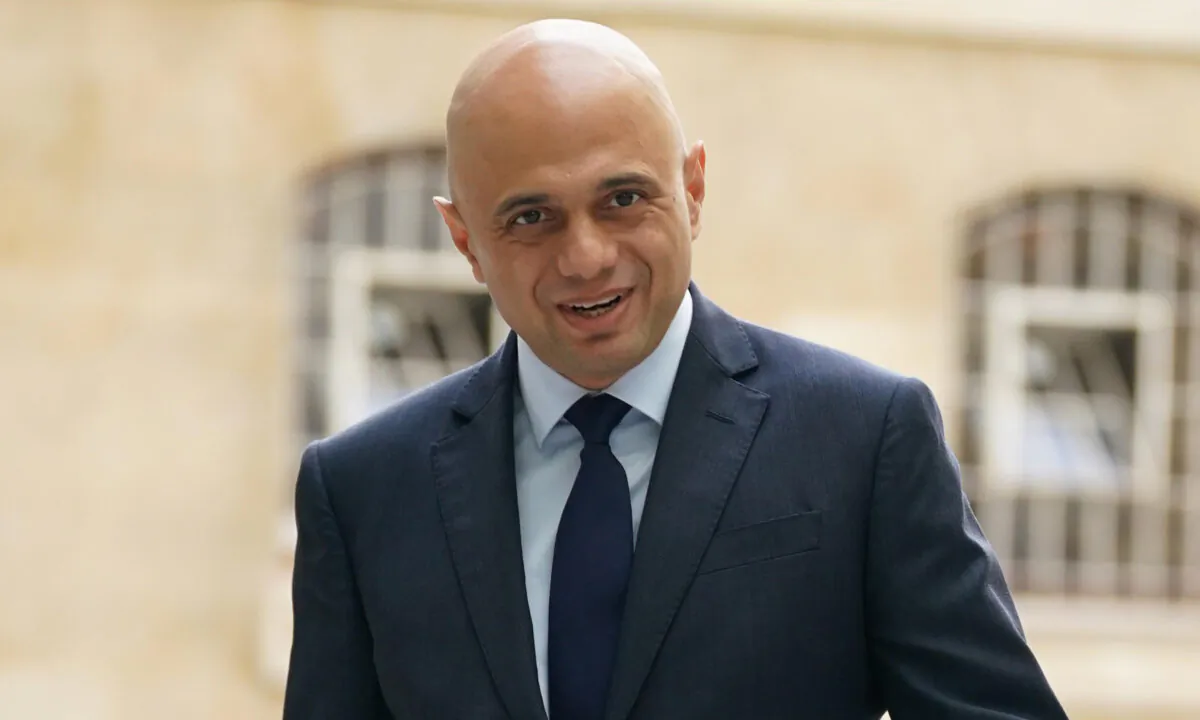 Health Secretary Sajid Javid as he arrives at BBC Broadcasting House, London, on Sept. 12, 2021. (Yui Mok/PA)