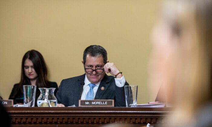 Sen. Joe Morelle (D-N.Y.) interviews the witnesses during a House Rules Committee hearing on the impeachment against President Donald Trump in Washington on Dec. 17, 2019. (Jason Andrew/POOL/AFP via Getty Images)