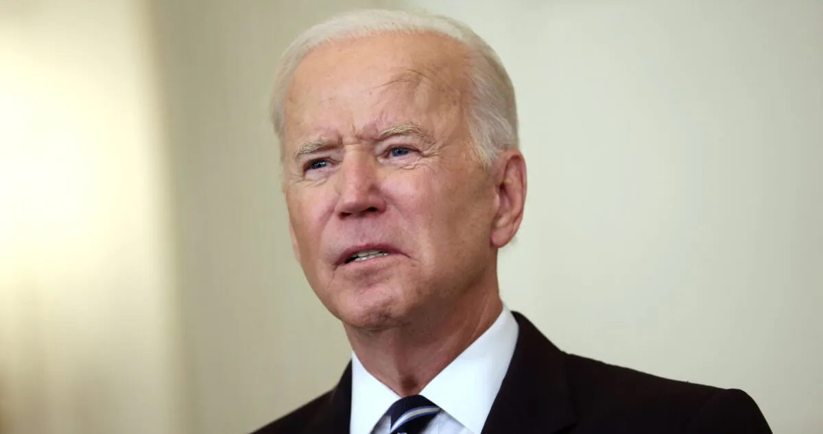 President Joe Biden speaks about combatting the coronavirus pandemic in the State Dining Room of the White House in Washington on Sept. 9, 2021. (Kevin Dietsch/Getty Images)