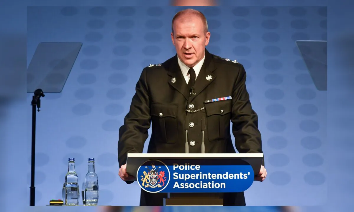 President of the Police Superintendents Association Paul Griffiths speaking at the Police Superintendents' Association Conference in Stratford-upon-Avon, on Sept. 9, 2019. (Jacob King/PA)