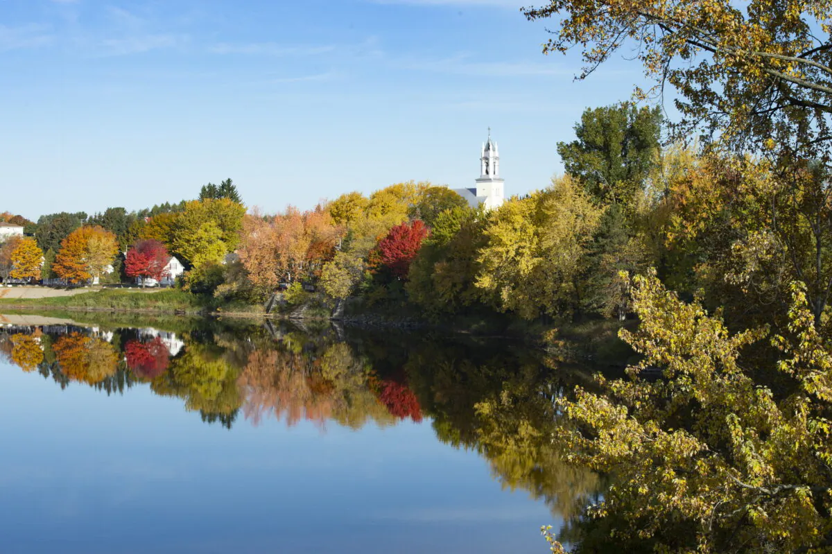 Fall colors reflecting on the Chaudière River,on October 11, 2019 in Scott Que. (The Canadian Press/Jacques Boissinot)