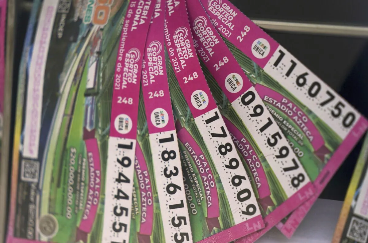 Lottery tickets for sale are displayed in Mexico City, Monday, on Sept. 13, 2021. (Fernando Llano/AP Photo)