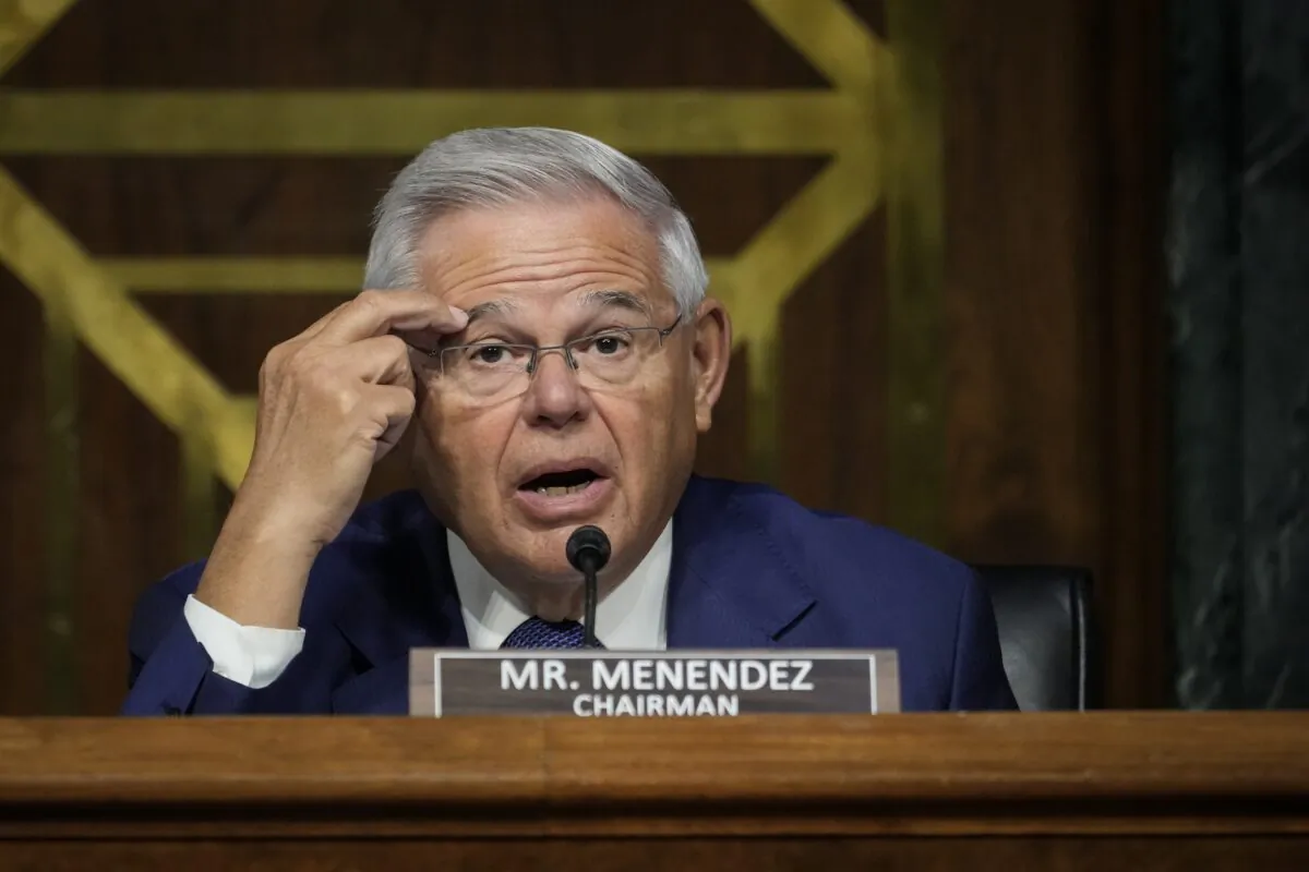 Committee chairman Sen. Bob Menendez (D-N.J.) questions U.S. Secretary of State Antony Blinken during a Senate Foreign Relations Committee hearing on Capitol Hill in Washington on Sept. 14, 2021. (Drew Angerer/Getty Images)