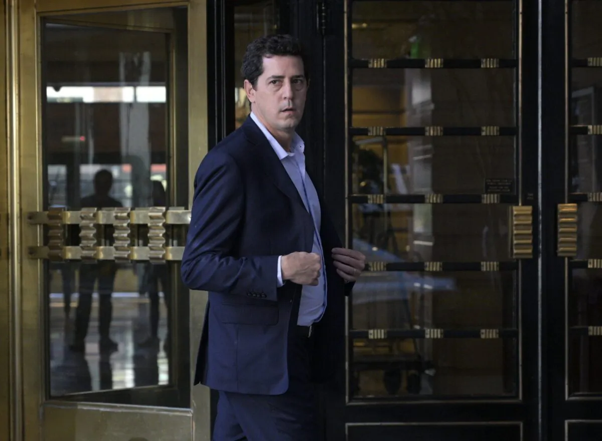 Argentina's Interior Minister Eduardo De Pedro leaves the Intercontinental hotel in Buenos Aires on March 16, 2020. (Juan Mabromata/AFP via Getty Images)