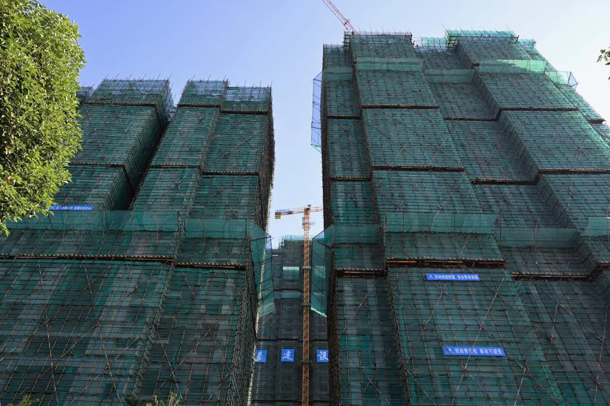 The construction site of an Evergrande housing complex is seen in Zhumadian, central China's Henan Province, on Sept. 14, 2021. (Jade Gao/AFP via Getty Images)