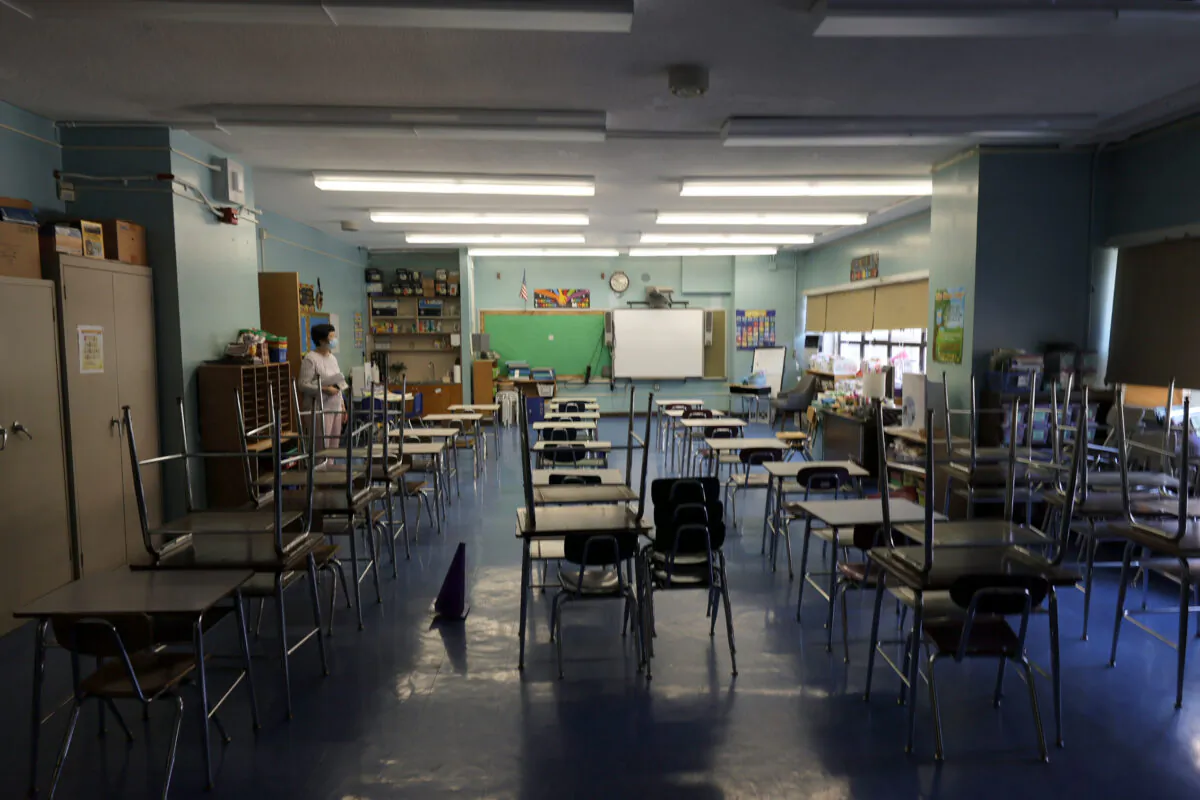 A classroom at Yung Wing School P.S. 124 in New York City on Sept. 2, 2021. (Michael Loccisano/Getty Images)
