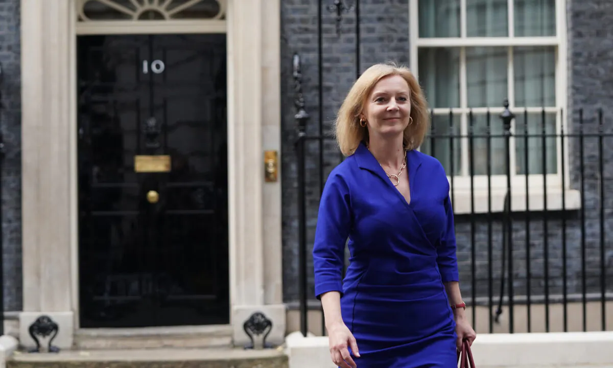 Newly-appointed Foreign Secretary Liz Truss leaves Number 10 Downing Street in London on Sept. 15, 2021. (Stefan Rousseau/PA)