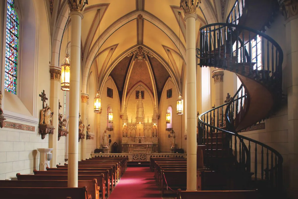 The interior view of Loretto Chapel with the famous Miraculous Staircase. (Bruce Yuanyue Bi/Getty)