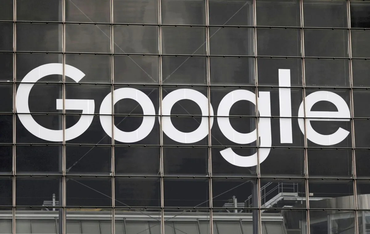 The logo of Google is seen on a building at La Defense business and financial district in Courbevoie near Paris, France on Sept. 1, 2020. (Charles Platiau/Reuters)