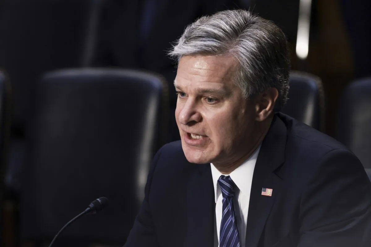 FBI Director Christopher Wray speaks on Capitol Hill on Sept. 15, 2021. (Anna Moneymaker/Getty Images)