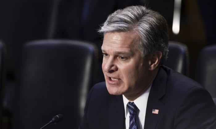 FBI Director Christopher Wray speaks on Capitol Hill on Sept. 15, 2021. (Anna Moneymaker/Getty Images)
