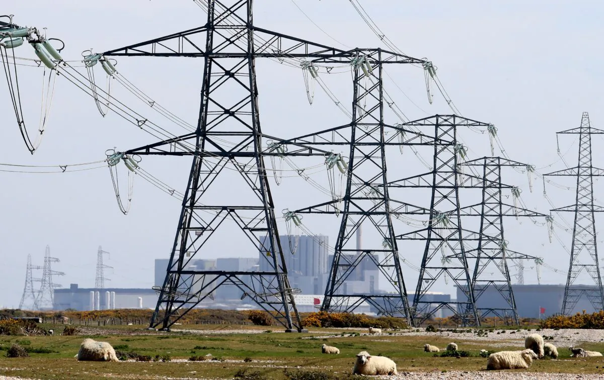 Electricity pylons in an April 21, 2020 file photo. (Gareth Fuller/PA)