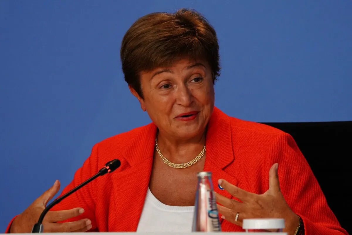 Managing Director of the International Monetary Fund (IMF) Kristalina Georgieva speaks during a press conference as she meets with economic and financial organizations in Berlin at the German chancellery on Aug. 26, 2021 in Berlin, Germany. (Clemens Bilan - Pool/Getty Images)