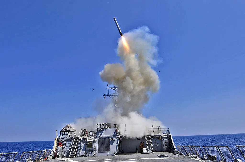 The U.S. Navy guided-missile destroyer USS Barry (DDG 52) launches a Tomahawk cruise missile. (U.S. Navy via Getty Images)